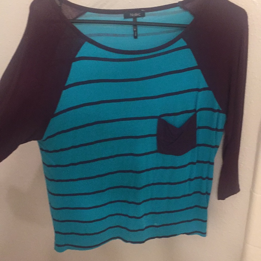 Torquise and total purple 3/4 sleeve shirt